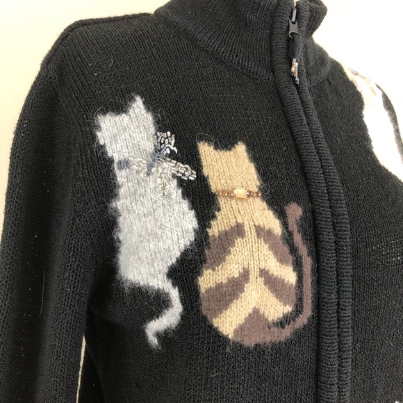Coldwater Creek Embroidered Cat Cardigan - Picture 4 of 8
